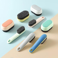 Wolpin 2 Pcs Clothes Cleaning Brush And Shoe Brush With Handle Multipurpose Bathroom Cleaning Sink Brush Kitchen, Acrylonitrile Butadiene Styrene