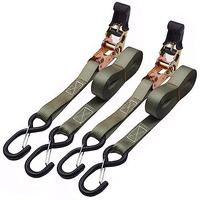 Hasthip 2 Pack Ratchet Tie Down Straps, 4.5M Ratcheting Straps Cargo Tiedowns, Cargo Straps For Trucks, Rubber Handles, Coated Metal Hooks, Carry Bag