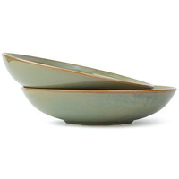 Shay Ceramic Pasta Bowl Set, 21Cm, 2 Pieces, Pista | Glossy Finish | Porcelain Ceramic Serving Bowls | Deep Plate | Pasta Serving (Reactive Pasta Plate - Pista)