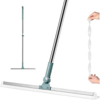 Vmrita 2 In 1 Floor Cleaner Brush Multifunction Magic Wiper Silicone Floor Squeegee Cleaner With Long Handle Scraping Besom For Surface Bathroom Kitchen Shower Tile Pet Hair (Pack Of 1)