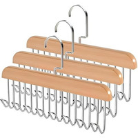 Grovent Multi Hook Hanger (Pack Of 3 Count)| 8-In-1 Lotus Wood Tie And Belt Hanger| Space-Saving, Lightweight And Sturdy Hangers