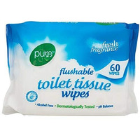 Pure Flushable Toilet Wipes Pack Of 4 60's