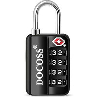Docoss-116 Metal Tsa Locks For Luggage, Number Lock For Bag 4 Digit Small Locks For Luggage Tsa Lock Combination Password Locks For Travel (Black)