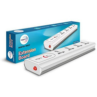 Wipro Extension Board With 4 Universal Sockets & 1 Master Switch | Spike Guard With Indicator | 2 Mtr Long Cord | Overload Protection | Multiplug Powerstrip For Home, Office | Grey & White, 220 Volts