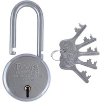 Foora Small Lock And Keys, Round 50Mm Long Neck Shackle Padlock, Double Locking 7 Lever, Door Lock For Home, Gate Lock, Shutter Lock, With 5 Keys