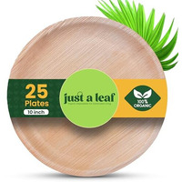Just A Leaf [10 Inch, Pack Of 25 Areca Palm Leaf Round Plates Eco-Friendly & Biodegradable Wood Plates, 100% Natural, Disposable & Organic Plates For Wedding, Events, Parties & Picnic Plate (25Cm)