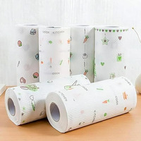 Non Woven Reusable And Washable Kitchen Printed Tissue Roll Non-Stick Oil Absorbing Paper Roll Kitchen Tissue Special Paper Towel Wipe Paper Dish Cloth Cleaning Cloth Pack Of 1