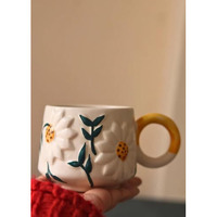 Weaving Homes Daisy Bloom Mug 250 Ml Handmade Ceramic Mugs Gift To Best Friend Coffee/Tea/Milk/Green Tea/Cold Coffee Mugs/Cup Microwave Safe & Dishwasher Safe (Set Of 1)