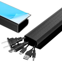 Serplex 2Pcs Cable Management Under Desk, 15.7" Self-Adhesive Cable Organizer, No Drilling Under Desk Cable Management Tray Adhesive Under Desk Cable Channel Organizer Cable Management Rail