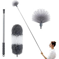 Jig-Tik Microfiber Feather Duster With Extendable Pole, 100" Telescoping Cobweb (Jke-Dusr-2In1Graywhite)