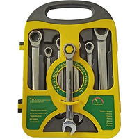 Inditrust 7Pc Heavy Duty Mirror Doal Uses Ratchet Wrench Set (8.10.12.13.14.17.19) Mm Ratchet Spanner Combination Wrench Set Of Keys Gear Ring Handle Chrome Vanadium - Box End, Open End Etc.
