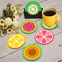 My Creative Hut Tea Coasters Set Of 6, Beautiful Design With Stand For Tea Cups, Coffee Mugs, And Glasses, Ideal For Gifting (Fruit Salad)