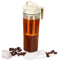 Supvox 1100Ml Glass Jar With Handle Portable Coffee Cup Food-Grade Pp Cold Brew Iced Coffee Maker With Filter Iced Coffee Maker