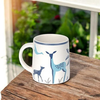 Craf10 Blue Stag Ceramic Tea/Coffee Mug  Single Piece, 330 Ml, Elegant & Durable, Office Use