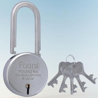Foora Ultimate 65Mm Long Shackle Padlock | Secure Your Home, Door, Gate, Shutter | Premium Double Locking 8 Lever | 5 Silver Keys Included | Made In India