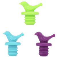 Karp Little Bird Stopper Colorful Reusable Silicone Wine Bottle Stopper, Decorate Wine Outlet Cap, Cute Wine Toppers For Preserver (Assorted Color- 3 Nos)