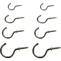 Q1 Beads 70 Pcs Steel Ceiling Cup J Hooks Kit, 4 Sizes Screw-In Hanging Hook Hanger (1/2 Inch, 1 Inch,1.5 Inch,2 Inch)