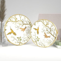 Castleite Ember Decorative Round Wooden Tray Set Of 2 Handcrafted Trays For Serving, Use In Kitchen, Dining Table, Decor Or Storage - Epoxy Resin Coated - Large, Small (Gloriole)