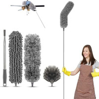Inclusshop New 2025 Microfiber Feather Duster 4Pcs - Extendable & Bendable Dusters With Long Extension Pole, Washable Lightweight Dusters For Cleaning Ceiling Fan (Twin Extra-Long)