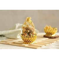 Satyam Kraft 6 Pcs Small Mini Acrylic Lotus Golden Decorative Boxes | Multipurpose Gift Packaging For Wedding, Pooja, Haldi, Mehendi, Return Gifts, Dry Fruits, Sweets, Potli & Festive Hampers | Traditional Favor Potli (Gold, Round, 14 X 7.5 Cm)
