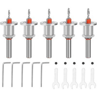 Serplex 5Pcs Carbide Tipped 90 Countersink With Adjustable Low Friction Depth Stop Multifunctional Round Shank Bore Woodworking Drill Bit Taper Counterbore Wood Working Tools