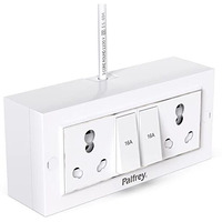 Palfrey Electric Extension Board - 16A/20A + 16A/20A With Two Switch And Heavy Duty 3 Meter Wire (2200W) (White)