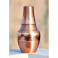Dsh Bedroom Copper Bottle Jug With Inbuilt Glass Copper Pitcher Storage Water Home, Kitchen, Office, Benefits For Health (Jug 1600-Ml, Glass-250 Ml) (Venus-Matt)