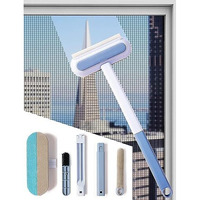 4 In 1 Window Multifunctional Screen Brush Mesh Cleaning Brush With Extended Handle, Mosquito Door Net Cleaner Brushes Double-Sided Glass Windows Cleanings Tools