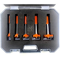 Jon Bhandari Tools Hinge Boring Forstner Drill Bit Set  Carbide Tipped Steel Bits For Wood, Plywood & Woodworking  Clean Cutting Drill Bit Kit With Carry Case (Sizes: 15Mm, 20Mm, 25Mm, 30Mm, 35Mm)