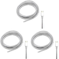 Gadgetbite Ultimate Cable Protector | Spiral Cable Protector 1.5 Meter/Cable Protector 150 Cm | Plastic Cord Wire Charger Winder For Iphone And Android Charging Cables - Silver (Pack Of 3)