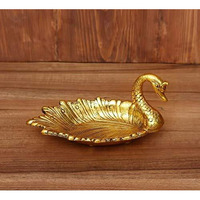 Craftvatika Metal Swan Shape Dry Fruit Serving Tray, Snacks, Floating Flowers For Home Decoration Table Dining Dcor (Set Of 1)