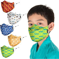 Priviu Kids Masks For Boys And Girls 3 To 8 Years, Washable Reusable, 3D Comfortable Face Mask With Adjustable Earloop, 4 Layer With Pure Cotton Inner Cloth, Pack Of 5