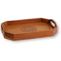 Vesta Homes Acacia Wood Rectangular Brown Serving Tray For Home/Kitchen/Restaurant/Office Organizer/Dining Table | Premium Serving Trays | 40 X 27 X 8 Cm | Handcrafted In India