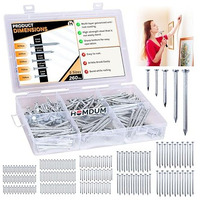 Homdum Assorted Hard Steel Concrete Nails (1-1-2-2 -3) Pack Contains 260 Pcs Of 5 Sizes (5 Sizes)