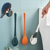 Kesrinplus Premium Compact And Stylish Wall-Hung Stand Bathroom, Toilet Brush And Holder Set For Bathroom, Flexible Toilet Cleaning Bowl Brush Head With Silicone Bristles (Multicolor) (1-Count)