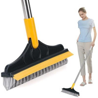 2-In-1 Bathroom Cleaning Brush With Wiper - Long Handle 180 Rotate Toilet Brush, Tiles Cleaning, Floor Scrub For Kitchen And Bathroom Accessories (Bathroom Brush 2 In 1)