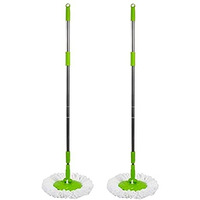 Scotch-Brite 2-In-1 Bucket Spin Mop Handle, Head & Refill || Pack Of 2, Plastic, Green