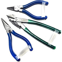 Pilerman Silk Thread Jewellery Making Pliers Combo Long Nose, Round Nose And Side Cutter Pliers - Pack Of 3 Pieces (Jk-3 Msf-Blue)