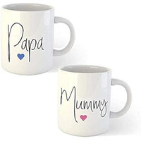 Days Anniversary Gift For Mom And Dad Coffee Mugs Set - 2 Papa And Mummy Quotes Printed White Ceramic Mug Cup Best Gift For Mother On Birthday/Mother's (B0965Rwp3R) - 330 Ml