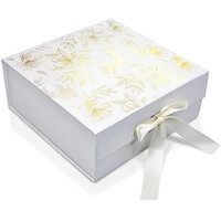 Rbs - Medium Gift Box 26 X 26 X 10Cm Gift Boxes For Packaging (1 Pack) Decorative Gift Packing Box Gold Foil Gift Hampers Hold Up To 8 Kg Occasion Empty Gift Box For Packaging (Pearl)