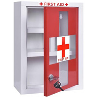 Plantex Metal Emergency First Aid Box For Home/Medical Box For Medicine Storage With Multi Compartments For School, Office - With Lock (Red & White) Big Size, Wall Mount