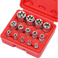 Aasons Chrome Vanadium Steel 14-Piece E-Torx Premium Socket Set - E4 To E24 Ultimate Star And Torque Set