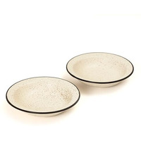 Beyond Homes Ceramic Pasta Plates, 19Cm, Set Of 2, White Black | Matte Finish | Ceramic Pasta Bowl | Stoneware Pasta And Maggie Bowl | Chip-Resistant | Microwave Safe; (2, White Black)