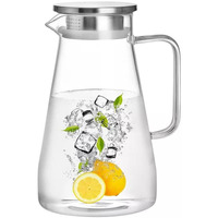 Farielyn-X Premium 1800Ml Glass Water Jug With Stainless Steel Lid&Handle|Transparent Beverage Carafe For Home,Office, Etc |Pitcher For Serve Water,Milk, Juice,Beverage,Chaas, Cocktail (Fd, 1)