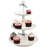 Elan 3 Tier Round Mild Steel Cake Stand (3 T) (Knob Off-White)