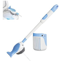 Hasthip 2 In 1 Double Sides Toilet Brush Toilet Brush, 16 Inch Flexible Silicone With Built-In Soap Dispenser, Suction Cup Drip Holder, Durable Tpr Bristles For Bathrooms, Efficient Cleaning, Blue