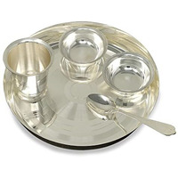 Bengalen Baby Dinner Set 8 Inch Silver Plated For Annaprashan Sanskar Rice Ceremony Gift For Girls Boys Kids Festive Birthday Return Home Decorative Gifts Items