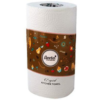 Beeta Kitchen Towel Paper Roll -Premium White Kitchen Tissue Towel Roll (Pack Of 4)-50 Pulls X 4 Ply Each- 100% Natural Cellulose Fiber