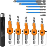 Serplex 11Pcs Countersink Drill Bit Set, 5Pcs Countersink Drill Bit With 6Pcs Extra Pilot Drill Bit, 8Mm Shank, Woodworking Countersink Drill Bit Set Counter Sinker Drill Bit Set For Woodworking