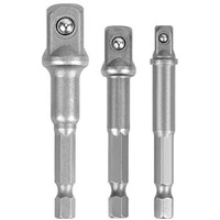 Athglobal Chrome Vanadium Steel Heavy Duty 3 Piece Set 1/4" 3/8" 1/2" Hex Shank Wrench Socket To Power Drill Adapter Bits Nut Driver Extension Bar Square Head For Automotive And Home Repair Tool Kits